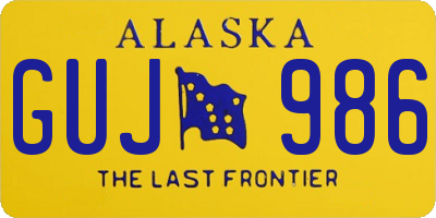 AK license plate GUJ986