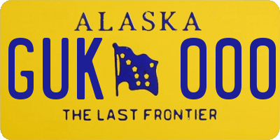 AK license plate GUK000