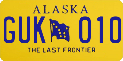 AK license plate GUK010