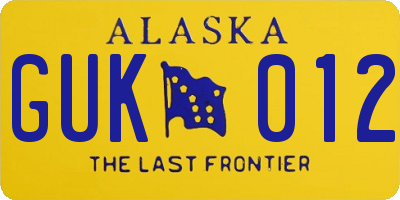 AK license plate GUK012