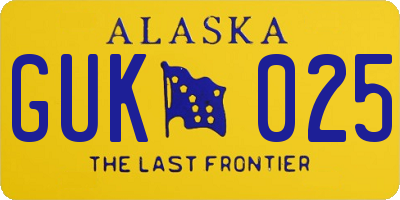 AK license plate GUK025