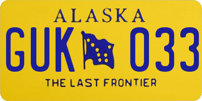 AK license plate GUK033