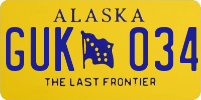 AK license plate GUK034