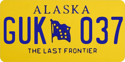 AK license plate GUK037