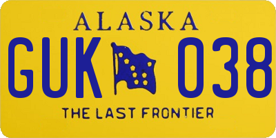 AK license plate GUK038