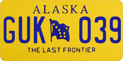 AK license plate GUK039