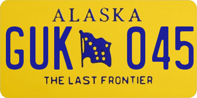 AK license plate GUK045