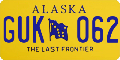 AK license plate GUK062