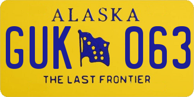 AK license plate GUK063