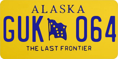 AK license plate GUK064