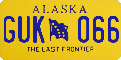 AK license plate GUK066