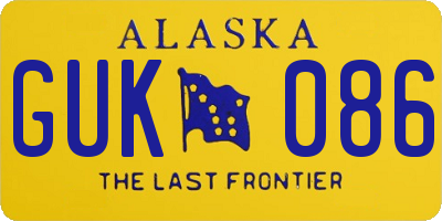 AK license plate GUK086