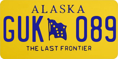 AK license plate GUK089