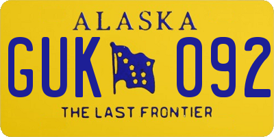 AK license plate GUK092