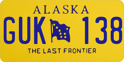 AK license plate GUK138