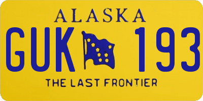 AK license plate GUK193