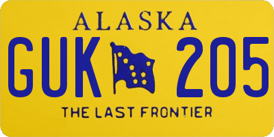 AK license plate GUK205