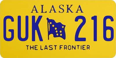 AK license plate GUK216