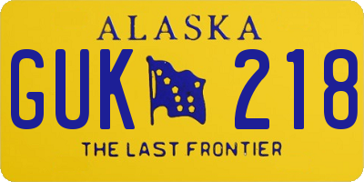 AK license plate GUK218