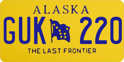 AK license plate GUK220