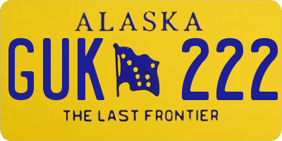 AK license plate GUK222