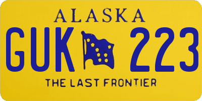 AK license plate GUK223