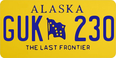 AK license plate GUK230