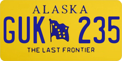 AK license plate GUK235