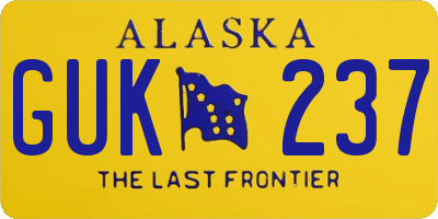 AK license plate GUK237