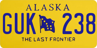 AK license plate GUK238