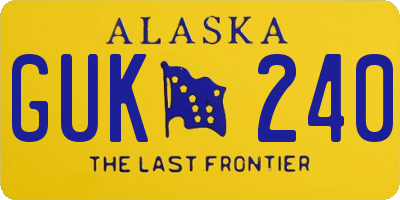 AK license plate GUK240