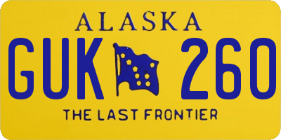 AK license plate GUK260