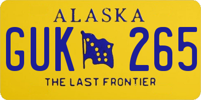 AK license plate GUK265