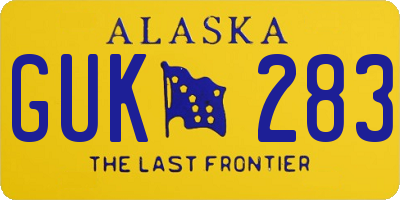 AK license plate GUK283