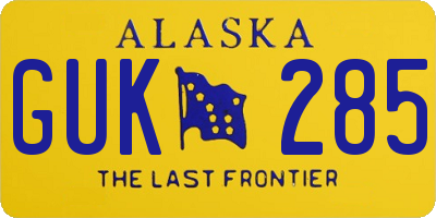 AK license plate GUK285