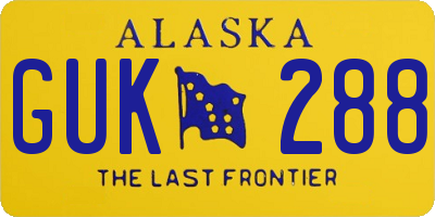 AK license plate GUK288