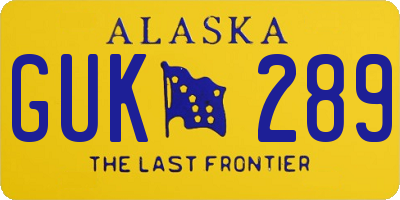 AK license plate GUK289