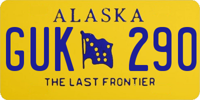 AK license plate GUK290