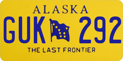 AK license plate GUK292