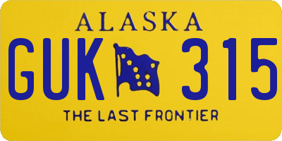 AK license plate GUK315