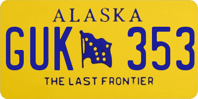 AK license plate GUK353
