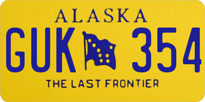 AK license plate GUK354