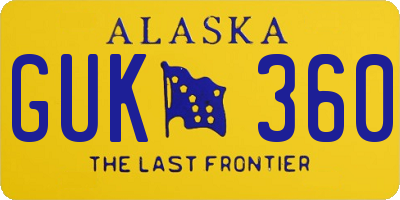AK license plate GUK360