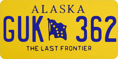 AK license plate GUK362