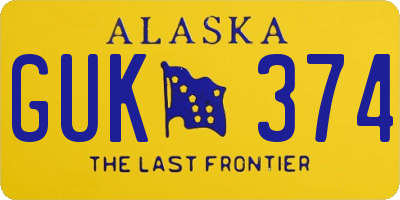 AK license plate GUK374