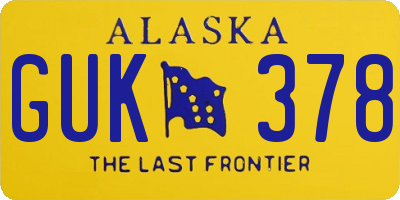 AK license plate GUK378