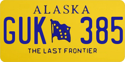 AK license plate GUK385