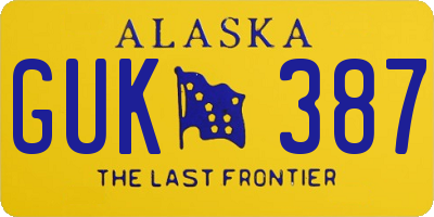 AK license plate GUK387
