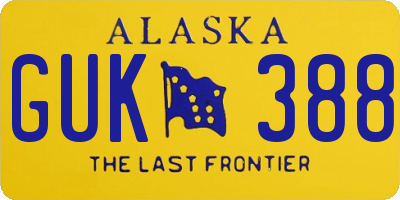 AK license plate GUK388