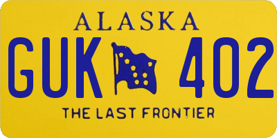 AK license plate GUK402